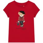 Girls Red Polo Bear T-Shirt, 1, hi-res
