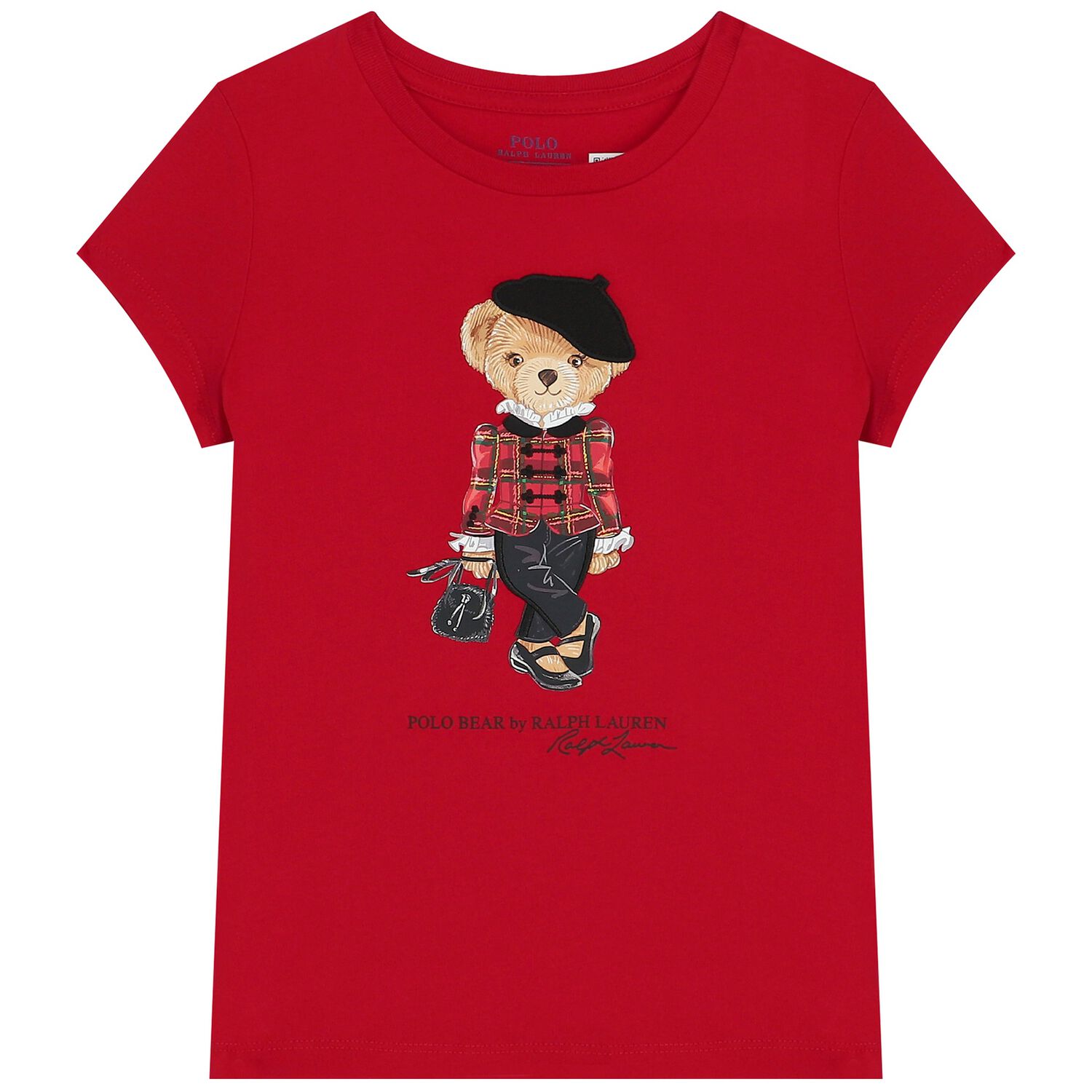 Girls Red Polo Bear T-Shirt, 1, hi-res image number null