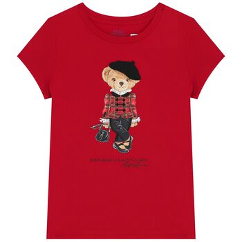 Girls Red Polo Bear T-Shirt
