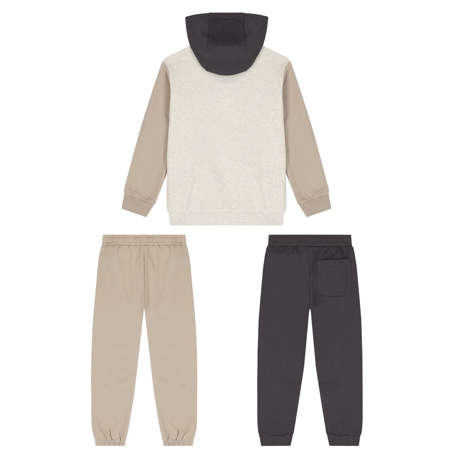 Boys Beige Hooded Tracksuit Set, 1, hi-res