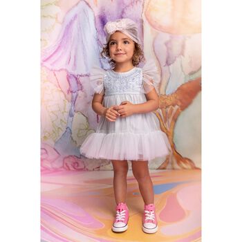 Younger Girls Blue Embellished Tulle Dress Set