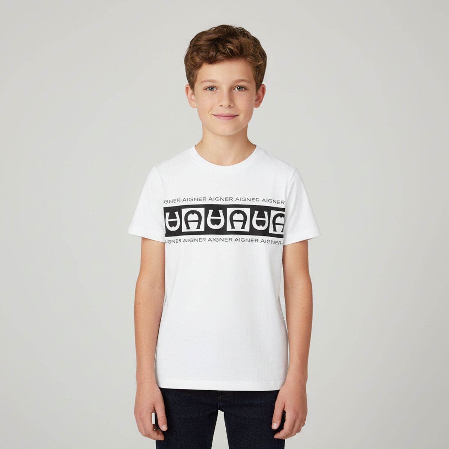 Boys White Logo T-Shirt, 1, hi-res image number null