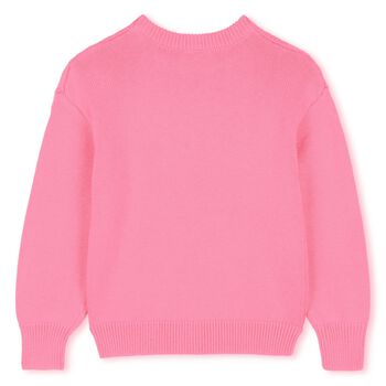 Girls Pink Tiger Logo Knitted Jumper