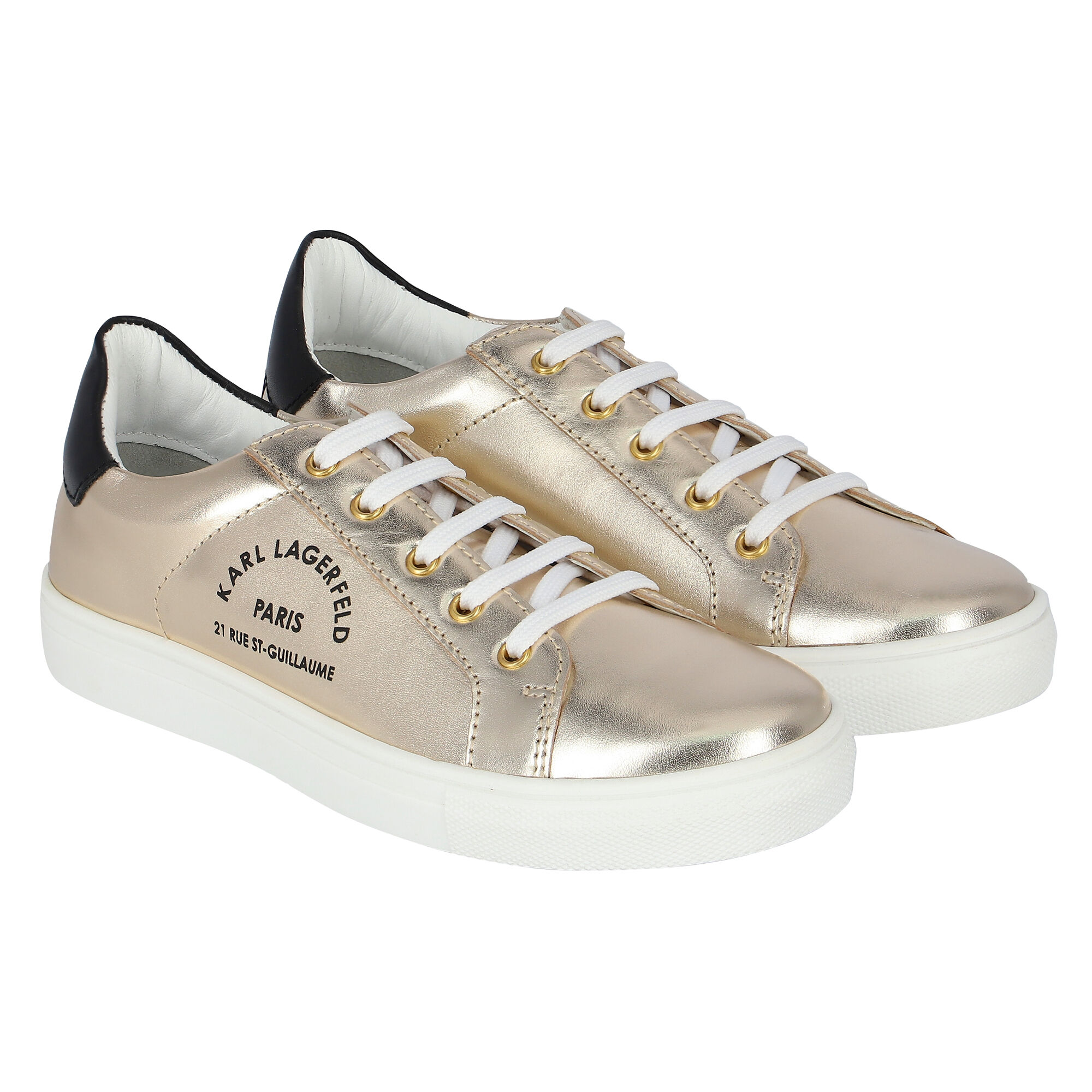 KARL LAGERFELD Gold & Black Logo Trainers | Junior Couture