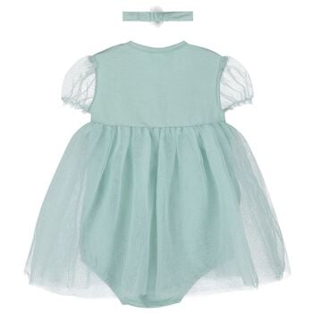 Baby Girls Green Glitter Bodysuit Dress Set