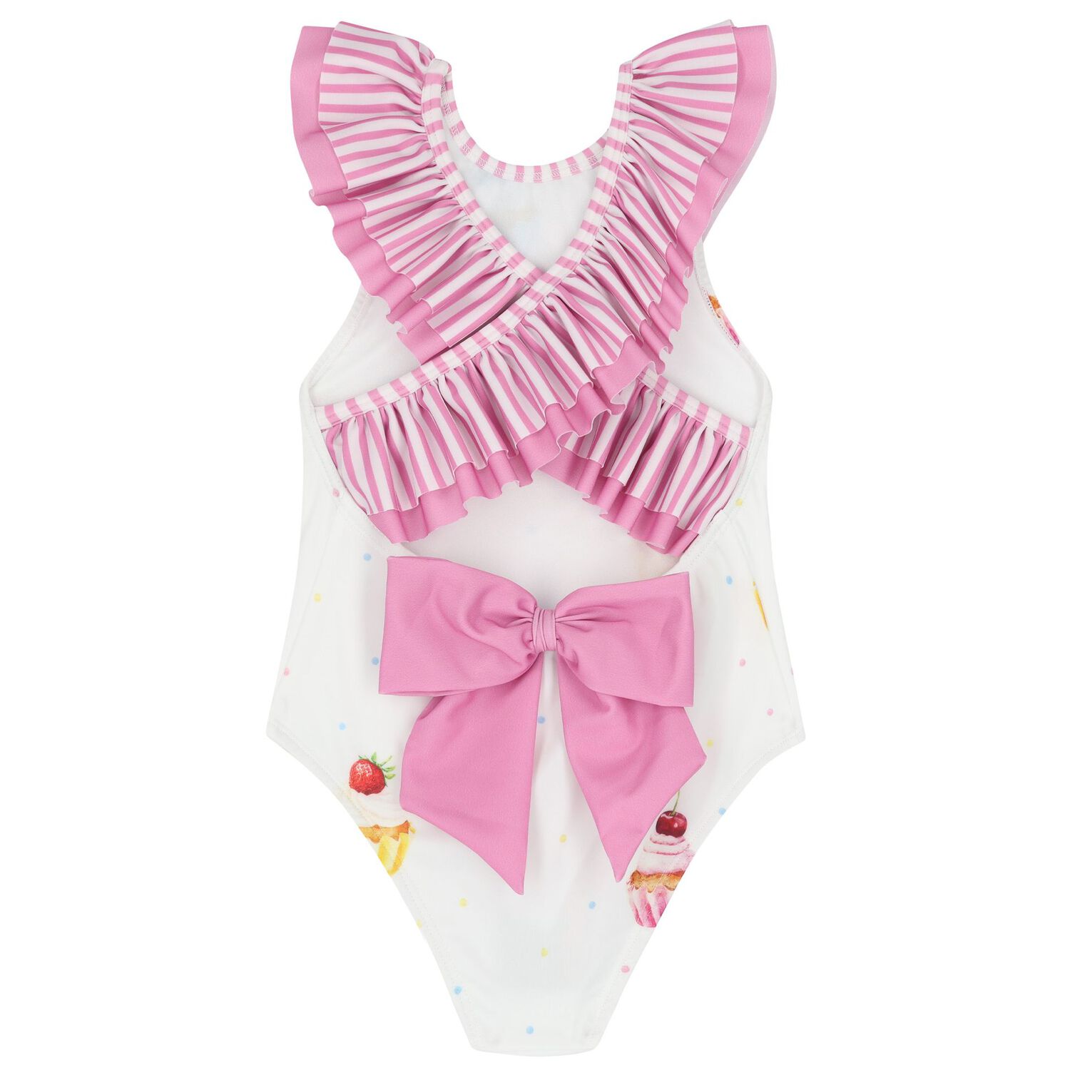 Girls White & Pink Cupcake Swimsuit, 1, hi-res image number null