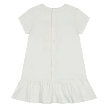 Younger Girls Ivory Faux Fur Teddy Bear Dress