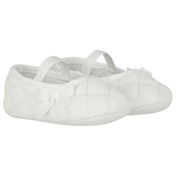 Baby Girls White Velvet Pre Walker Shoes