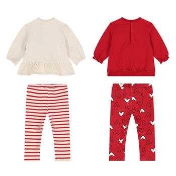 Baby Girls Red & Ivory Leggings Set