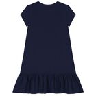Girls Navy Blue Polo Bear Dress, 1, hi-res