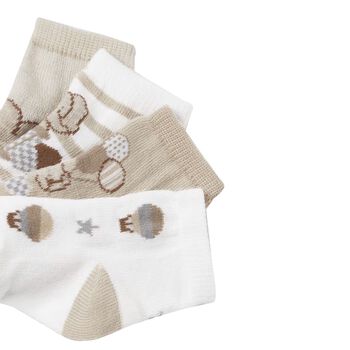 Baby Boys Beige & White Socks ( 4-Pack )