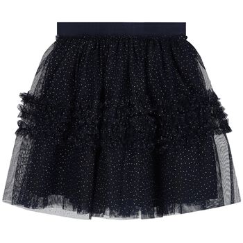 Girls Navy Blue & Gold Tulle Skirt