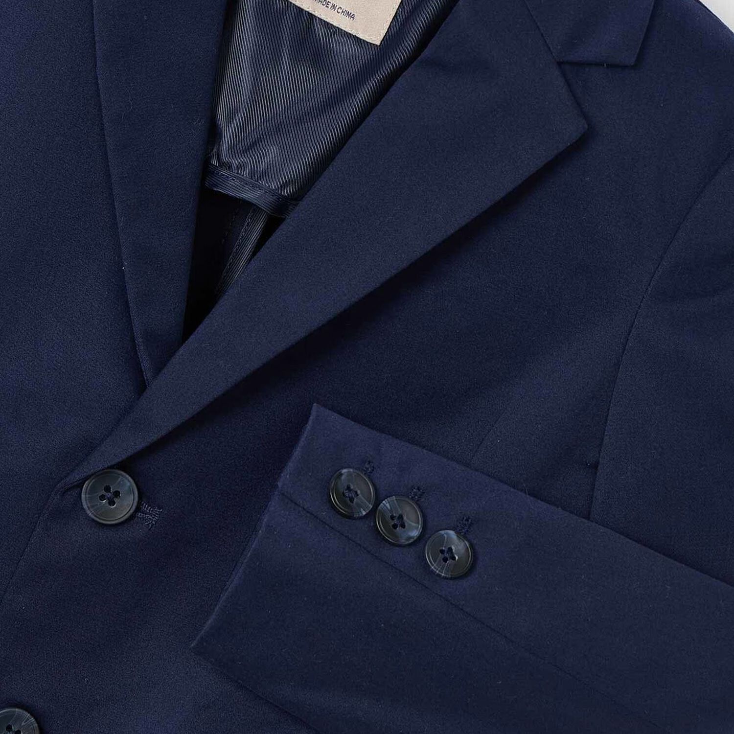 Boys Navy Single Breasted Cotton Blazer, 1, hi-res image number null