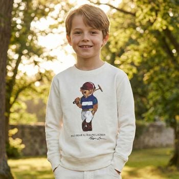 Boys White Polo Bear Sweatshirt