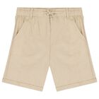 Boys Ivory & Beige Striped Shorts Set, 2, hi-res