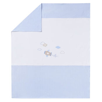 Baby Boys White & Blue Blanket