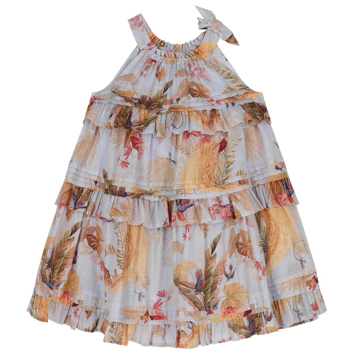 Girls Blue Floral Dress, 1, hi-res