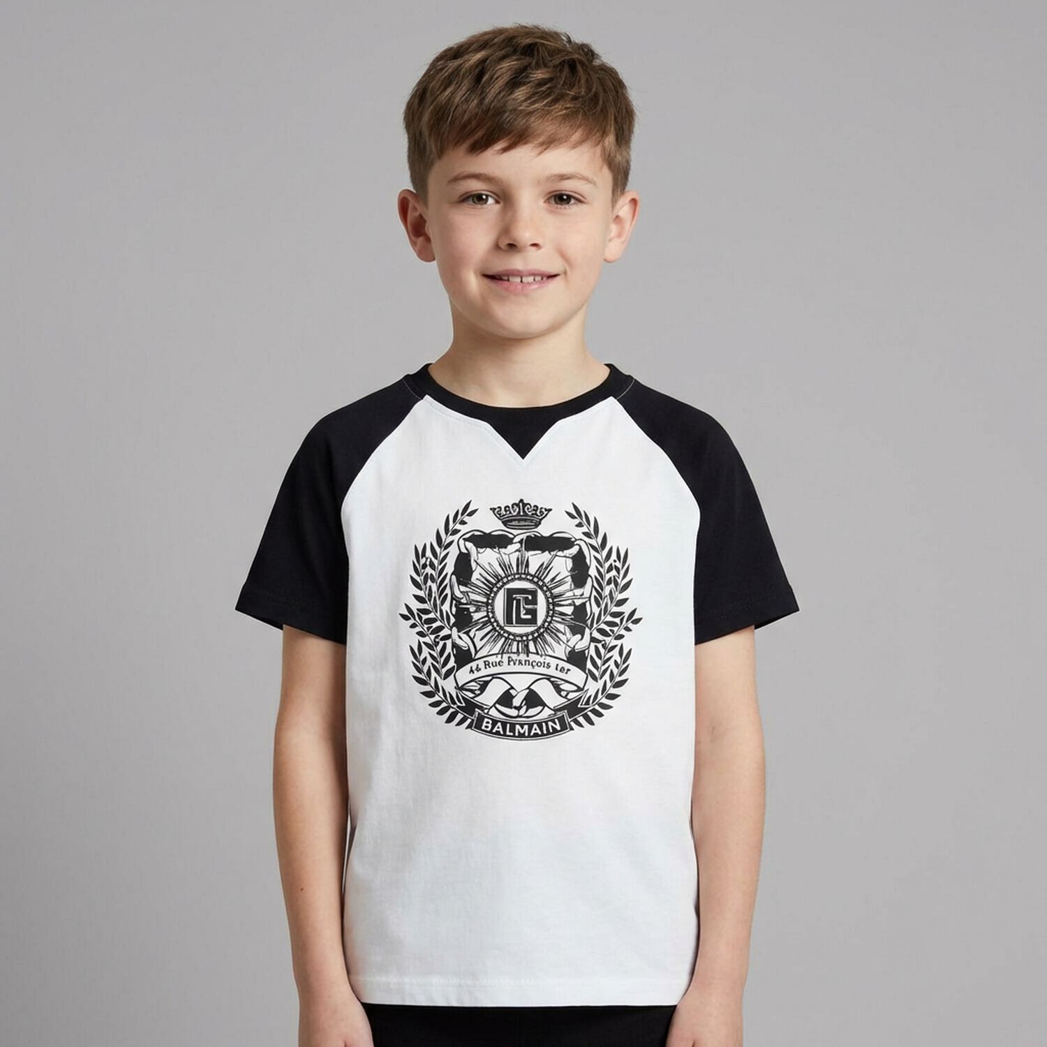 Boys Black & White Logo T-Shirt       , 1, hi-res
