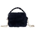Girls Navy Blue Faux Fur Handbag, 2, hi-res