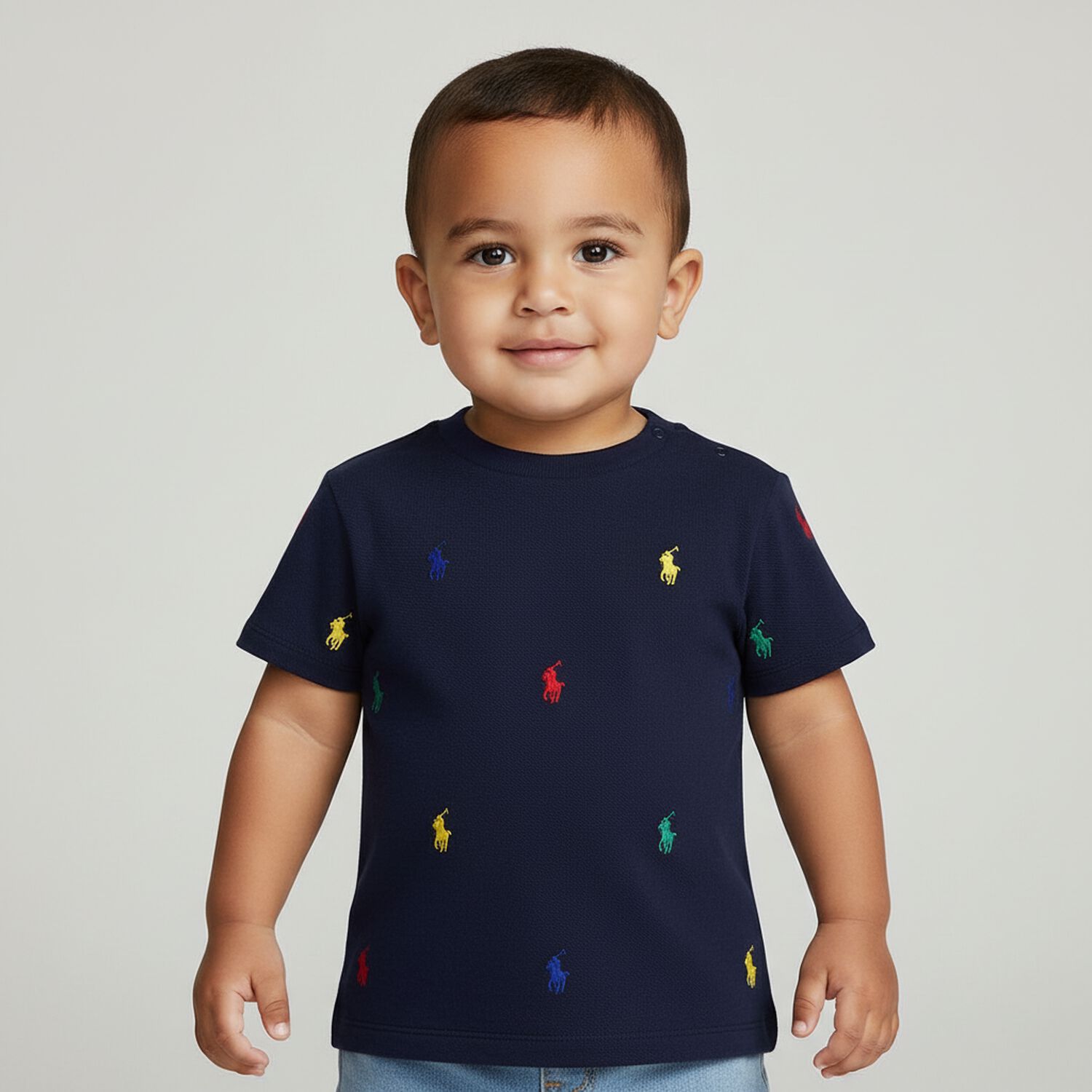 Baby Boys Navy Blue Logo T-Shirt, 1, hi-res