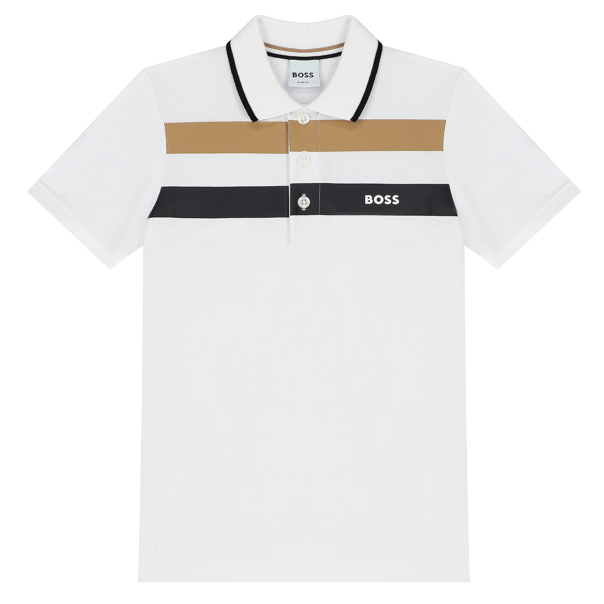 BOSS Boys White Logo Polo Shirt Junior Couture