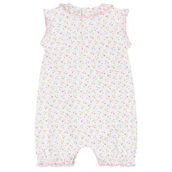 Baby Girls White & Pink Heart Romper