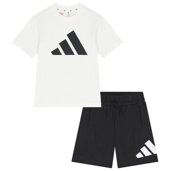 White & Black Logo Shorts Set