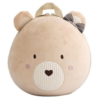 Girls Beige Teddy Bear Backpack ( 26 CM )
