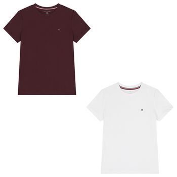 Boys Red & White Cotton Logo T-Shirts ( 2-Pack )