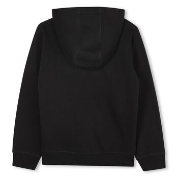 Boys Black Logo Hooded Zip Up Top