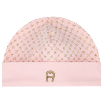 Baby Girls Pink & Gold Logo Hat