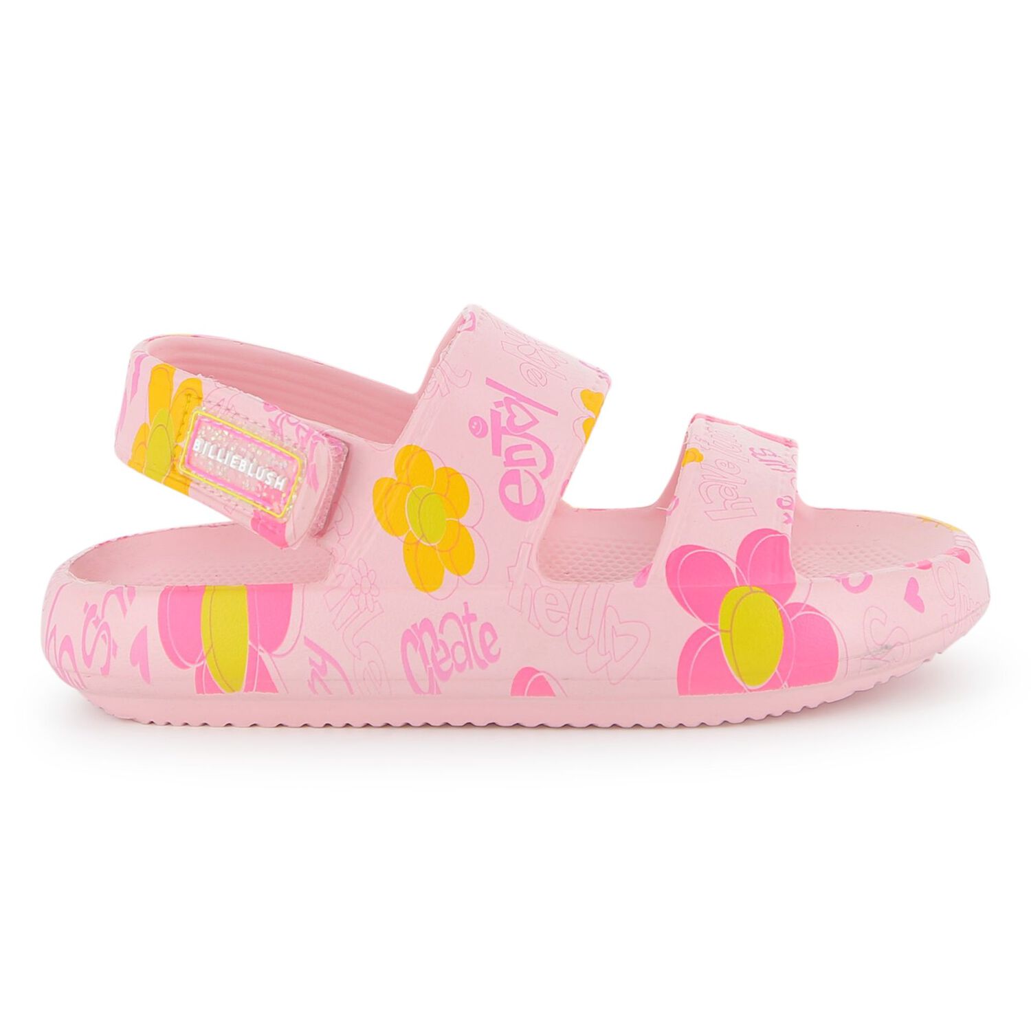 Girls Pink Floral Sandals, 1, hi-res