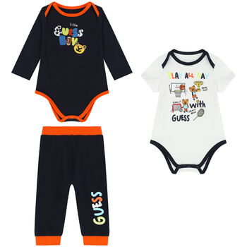 Baby Boys White & Navy Bodysuit Set