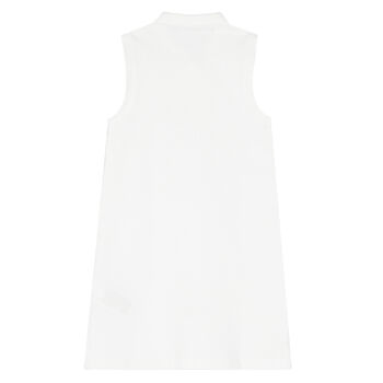 Girls White Logo Sleeveless Polo Dress
