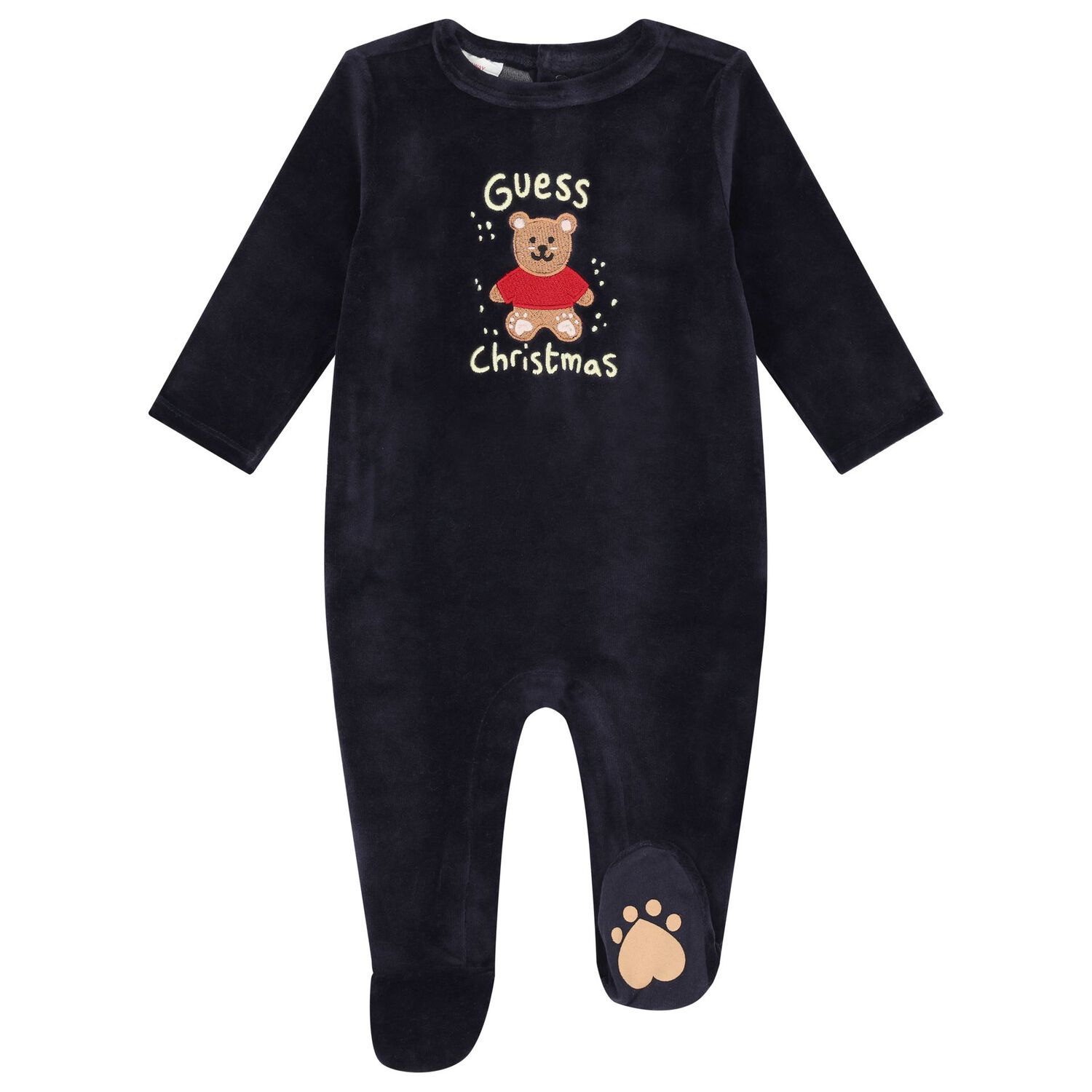 Baby Boys Navy Blue Festive Teddy Bear Babygrow, 2, hi-res image number null