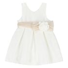 Younger Girls White Satin Dress, 2, hi-res