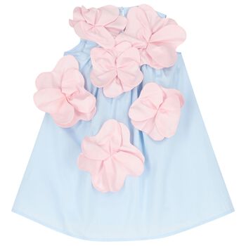 Girls Blue & Pink Flower Dress