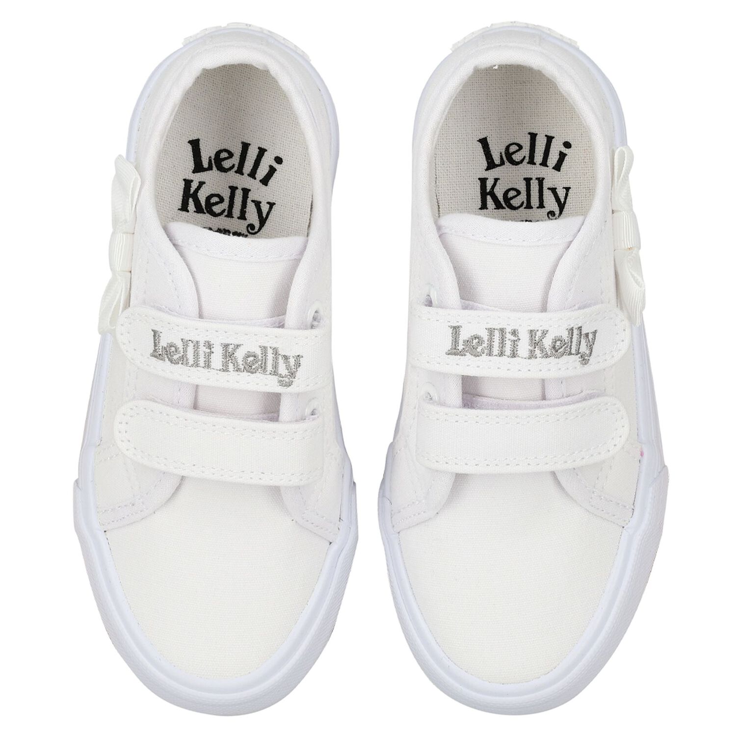 Girls White Logo Bow Shoes, 1, hi-res