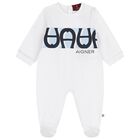 Baby Boys White Logo Babygrow, 1, hi-res