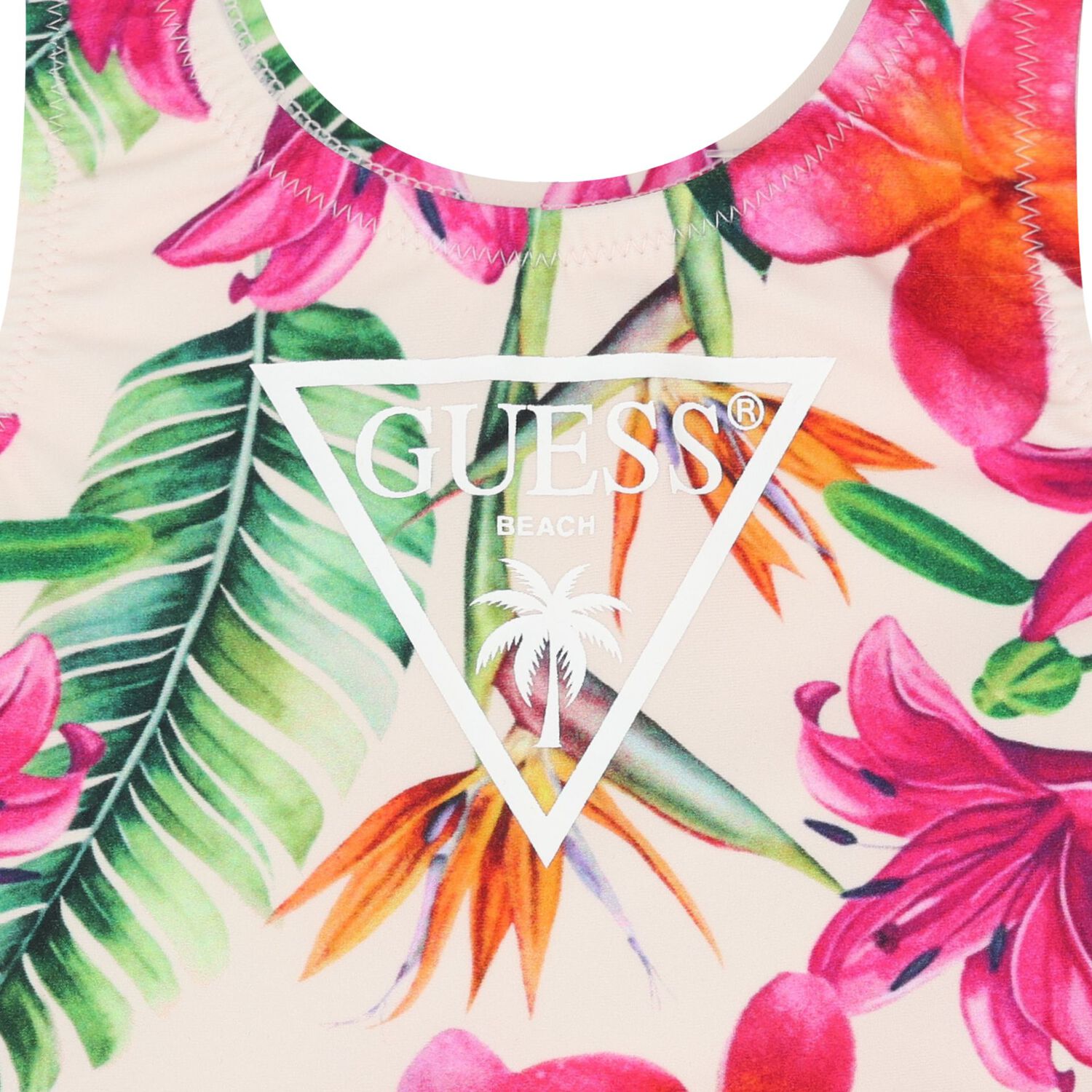 ملابس سباحة بشعار باللون  وردي وعاجي للفتيات , 1, hi-res image number null