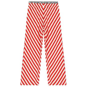 Girls Ivory & Red Zigzag Striped Trousers