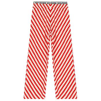 Girls Ivory & Red Zigzag Striped Trousers