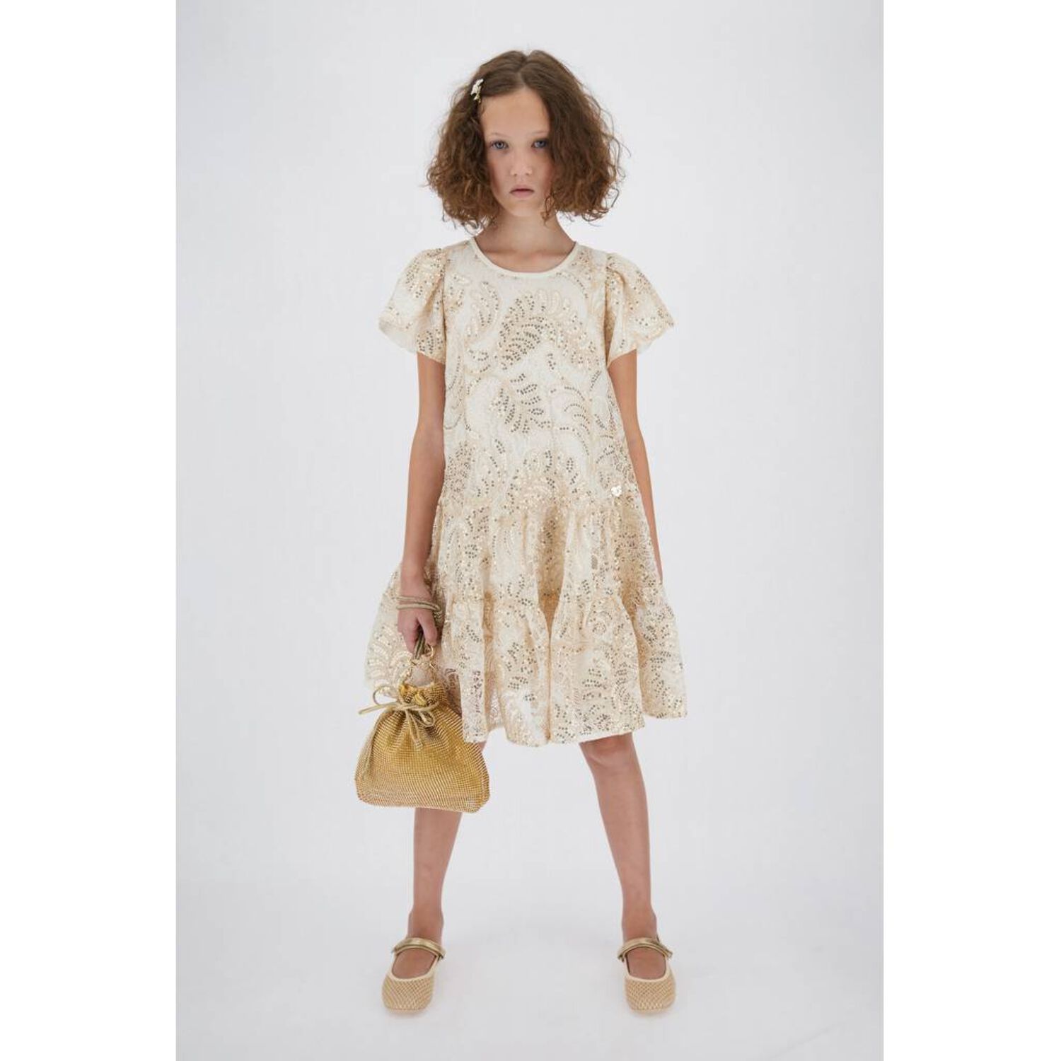 Girls Gold Rhinestones Handbag, 1, hi-res