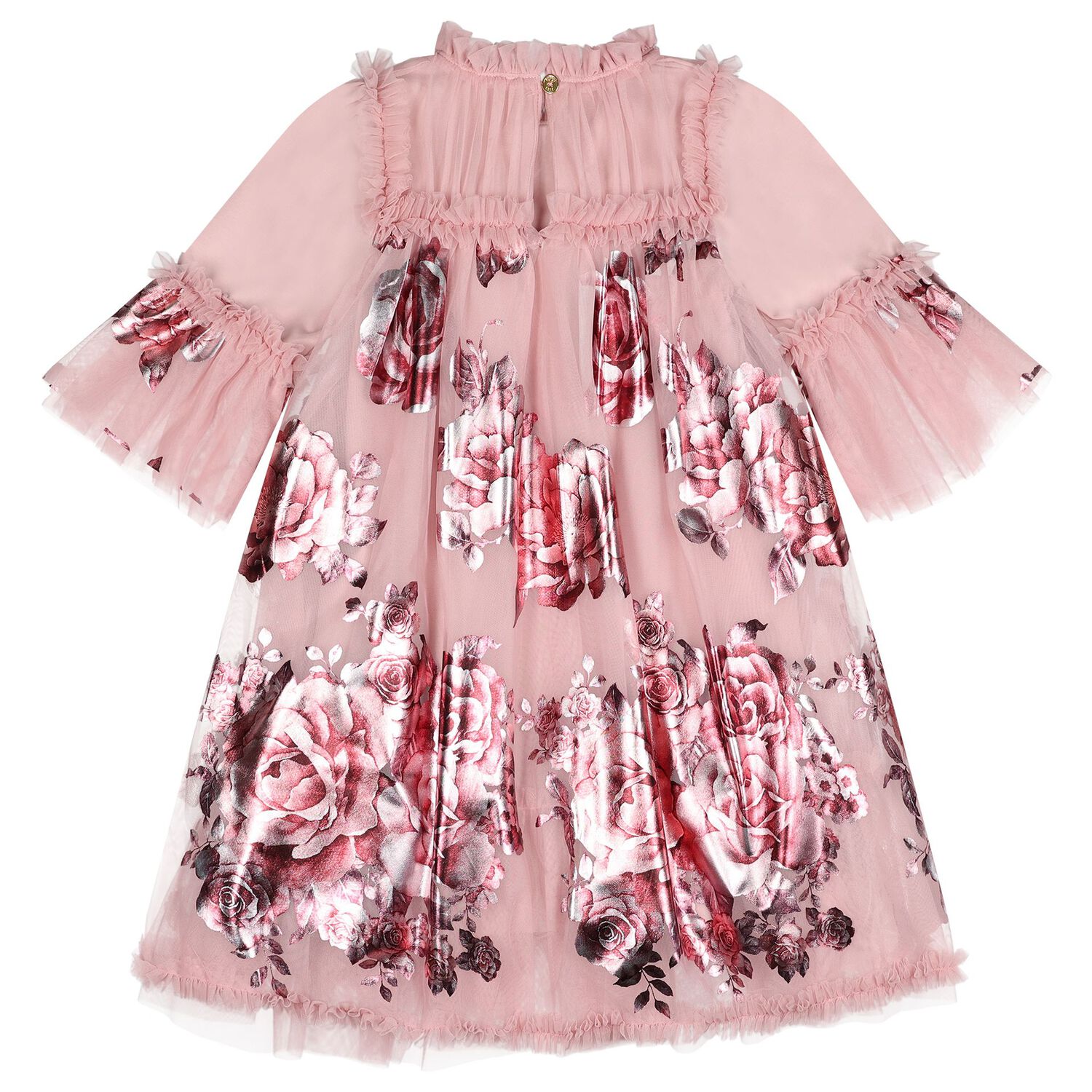 Girls Pink Tulle Floral Kristi Dress, 2, hi-res