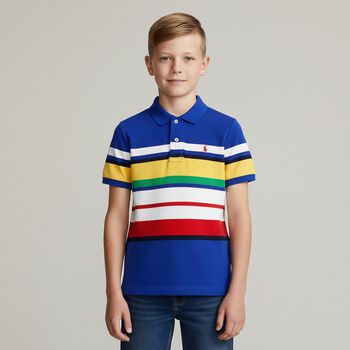 Boys Multi-Coloured Logo Polo Shirt, 1 Boys Multi-Coloured Logo Polo Shirt