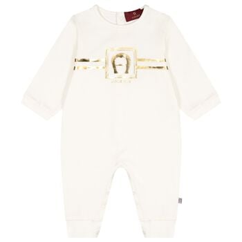Ivory & Gold Logo Romper