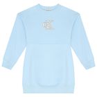 Girls Blue Logo Dress, 1, hi-res