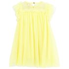 Girls Yellow Pleated Tulle Dress, 2, hi-res