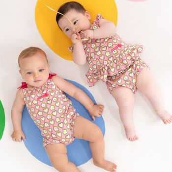Baby Girls Pink Printed Romper