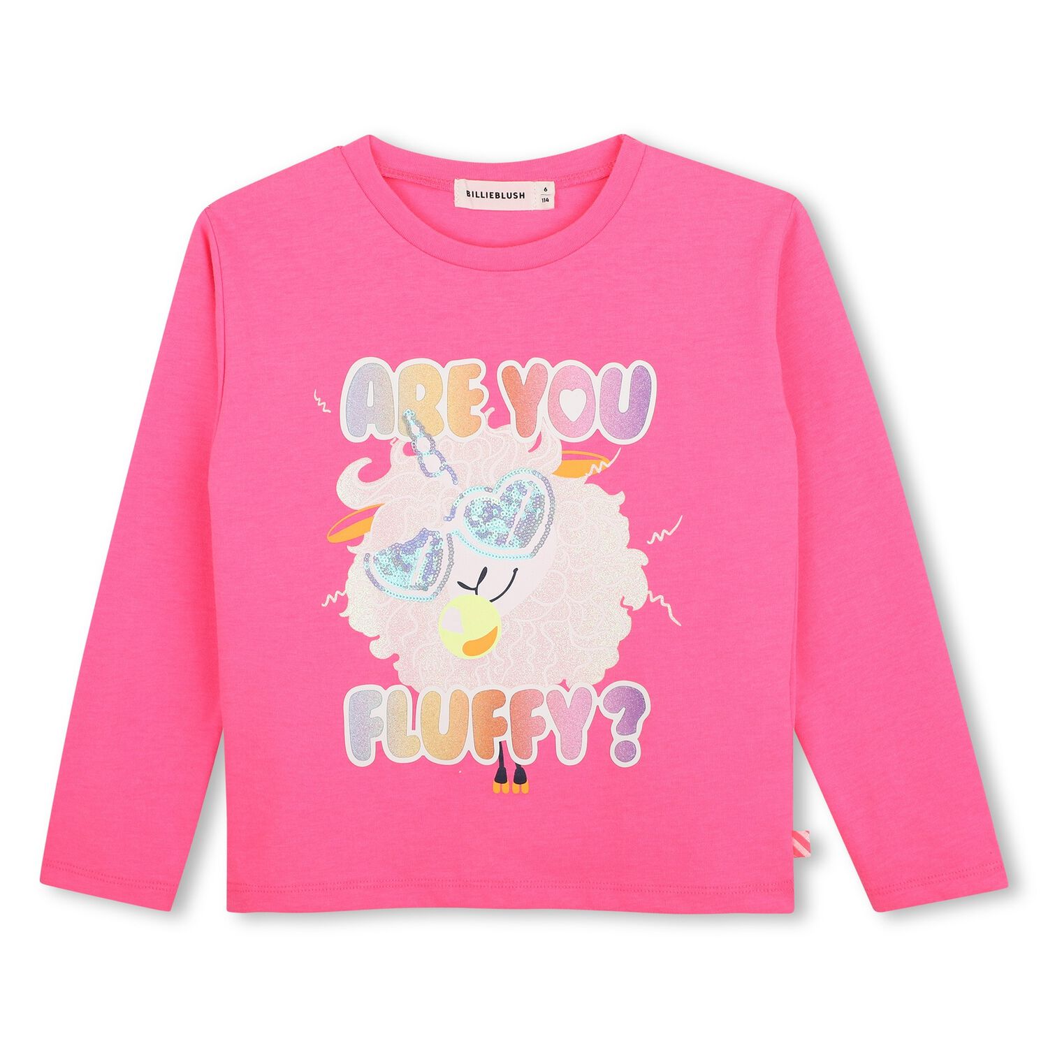 Girls Pink Sequin Unicorn Long Sleeve Top, 1, hi-res